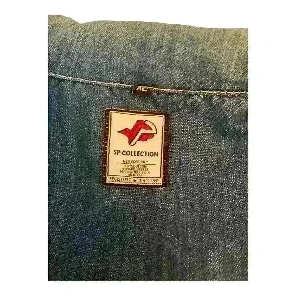 Vintage Blue Denim Vest Men's XL Sleeveless Jean Jacket Casual - Picture 3 of 4